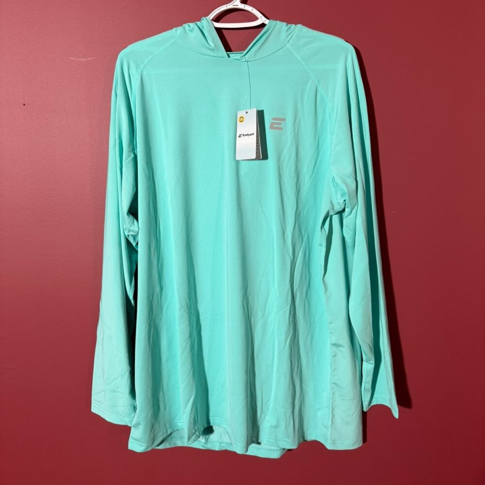 Endyart Men's XL Long Sleeve Sun Shirt - Teal